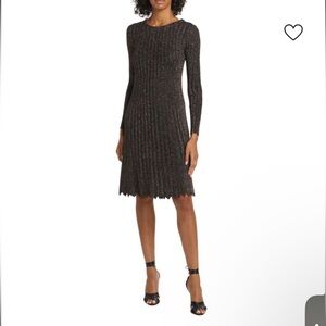 NWT ELIE TAHARI Cherith Metallic Sweaterdress - size L